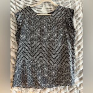 The Limited Black and White Printed Cap Sleeve Blouse